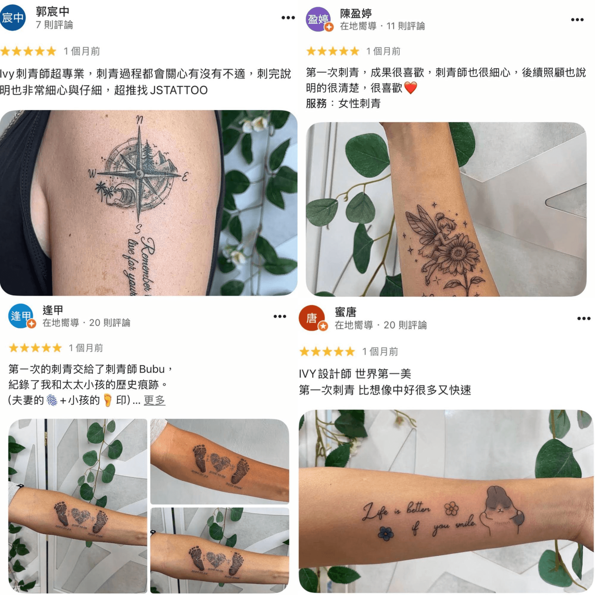 JS Tattoo 顧客好評，羅盤與腳踝英文字刺青