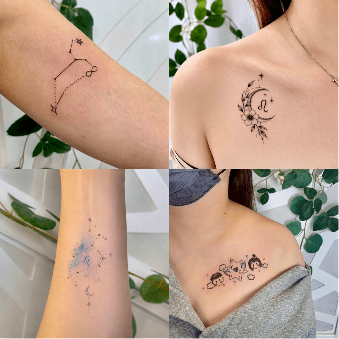 JS Tattoo 獅子座星座與鎖骨細線刺青作品